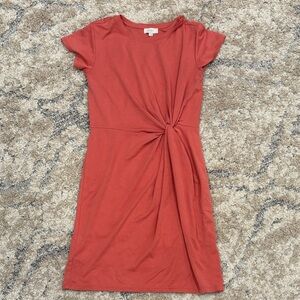 Ann Taylor Twist-Knot Short Sleeve Mini Dress in Rust